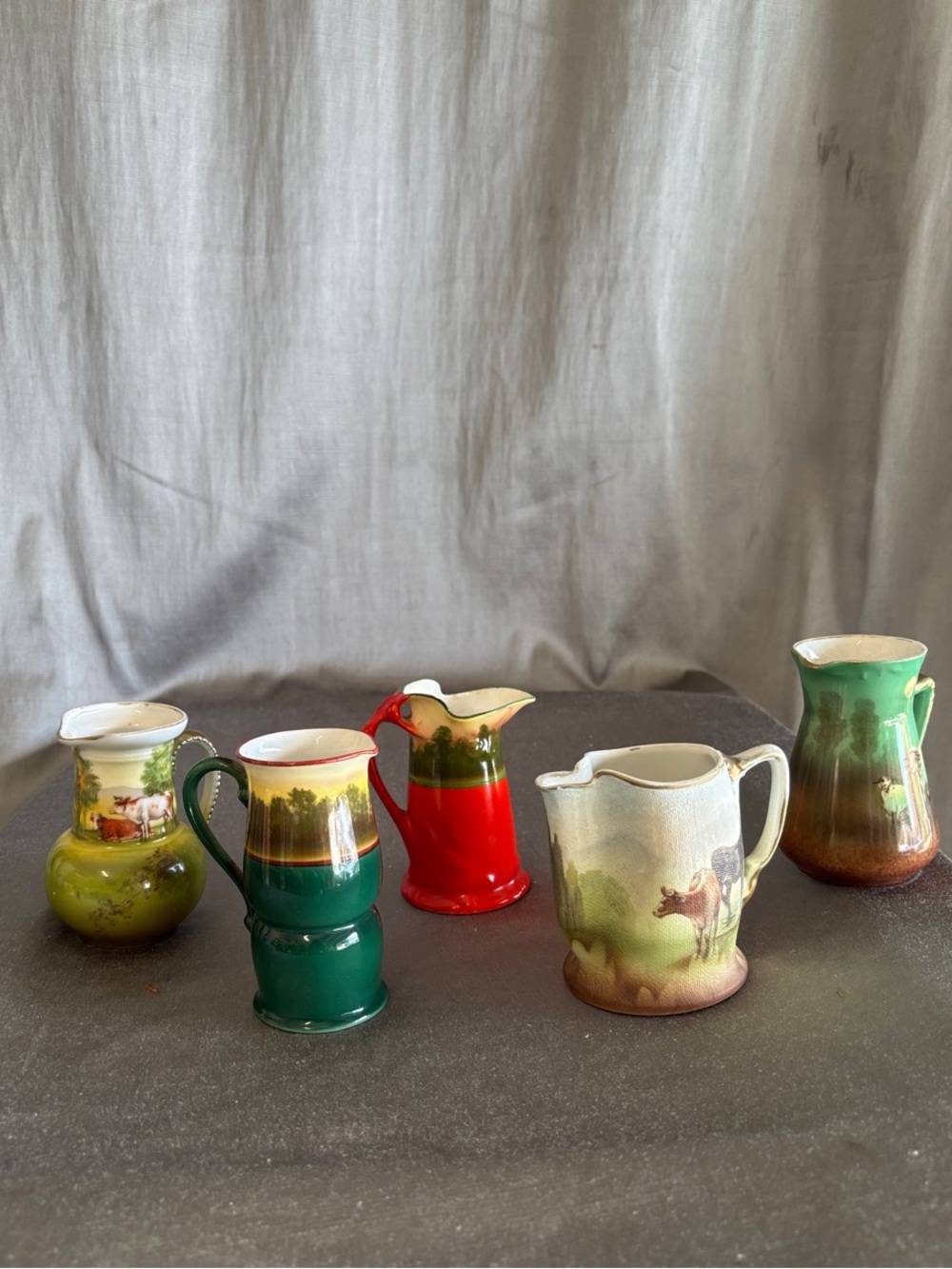 Assorted Vintage Ceramic Pitcher Set - Multi-Color (5)